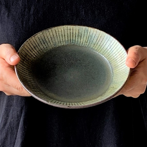 ストライプ六寸浅鉢 陶器 中皿 しもつけ窯 通販 11829894｜Creema