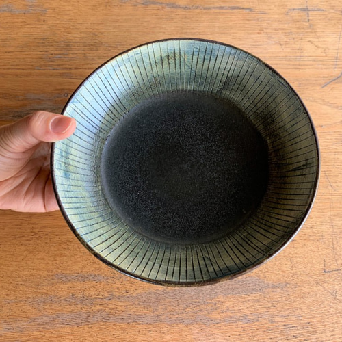ストライプ六寸浅鉢 陶器 中皿 しもつけ窯 通販 11829894｜Creema