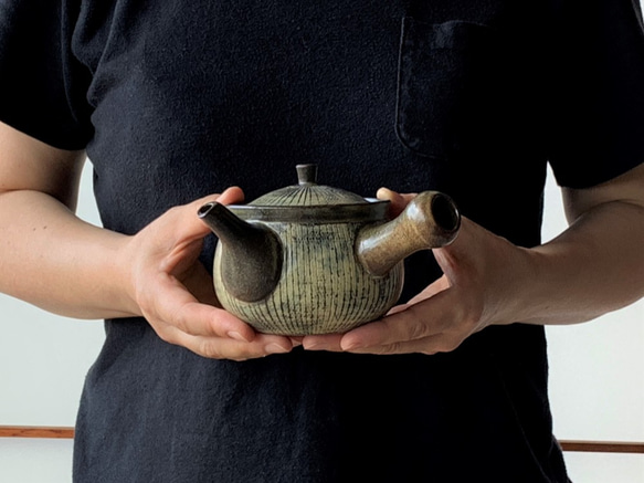 ストライプ急須(大)　陶器　煎茶 8枚目の画像