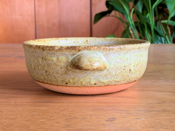 緑釉グラタン皿(小)　耐熱陶器 3枚目の画像