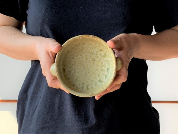 緑釉グラタン皿(小)　耐熱陶器 7枚目の画像
