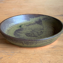 鉄釉グラタン皿（中）　耐熱陶器 1枚目の画像