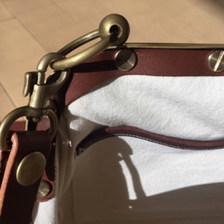 車掌さん　カバン　バッグ　がま口　イタリアンレザー　真鍮　アンティーク　ショルダーバッグ　ハンドメイド 7枚目の画像