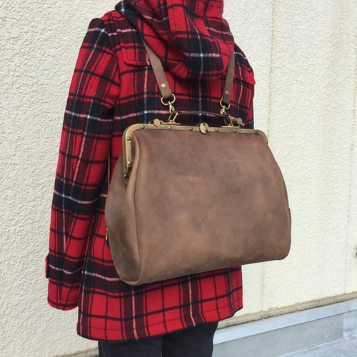 イタリアンレザー がま口リュック