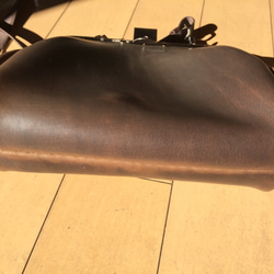 「正月大特価ハンドメイド2022」車掌さん　バッグ　カバン　クロムエクセル　カーキブラウン　シルバー　がま口 5枚目の画像