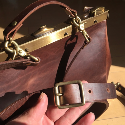 最終セール がま口 リュック クロムエクセル レザー イタリア製トップ