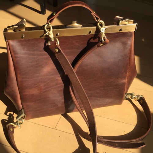 最終セール がま口 リュック クロムエクセル レザー イタリア製トップ