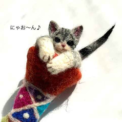 2way♪Cat in Christmas stockings アメショー　ペンダント＆ブローチ　 7枚目の画像