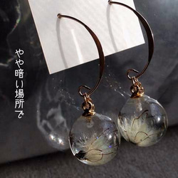 K14GF Botanical  jewelry　草牡丹inダイヤモンドダスト　フックピアス 4枚目の画像