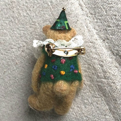 馬戲團鼓手唯一的熊形狀穩定羊毛氈胸針和項鍊 第6張的照片