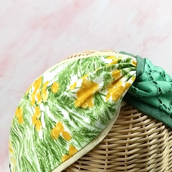 【限量5只】Liebe Hair Cloth Band | Green lace &amp; Lemon yellow (Mim 第3張的照片