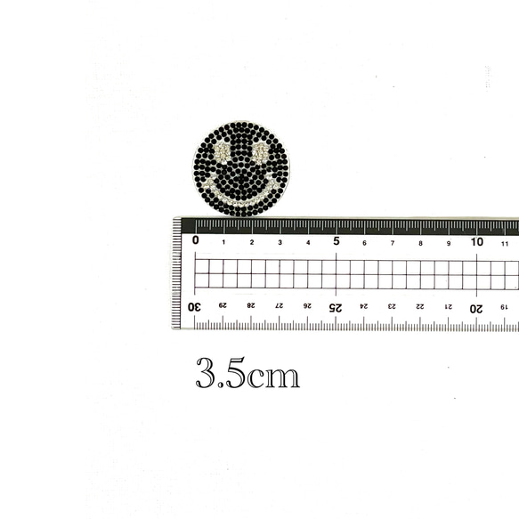 キラキラワッペン　スマイルワッペン　10枚セット 黒　アイロンワッペン　デコ　ワッペン 2枚目の画像