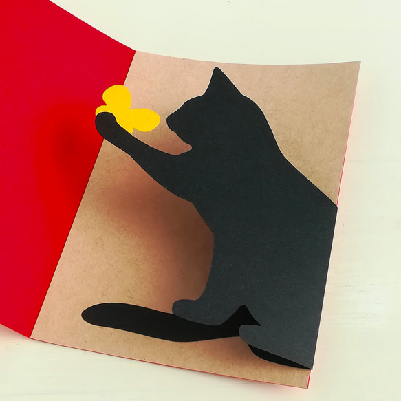 黒猫×ちょうちょ■封筒付メッセージカード 4枚目の画像