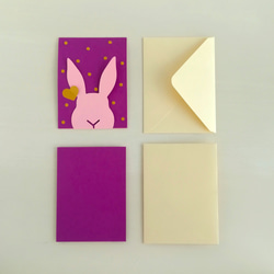 [2枚set] うさぎの水玉ミニカード[紫]■封筒付 5枚目の画像