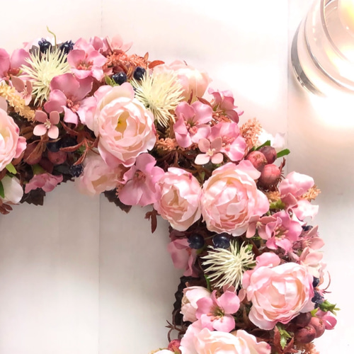 はなやか ピンク ローズ アマランカス リース 母の日 アーティ  
