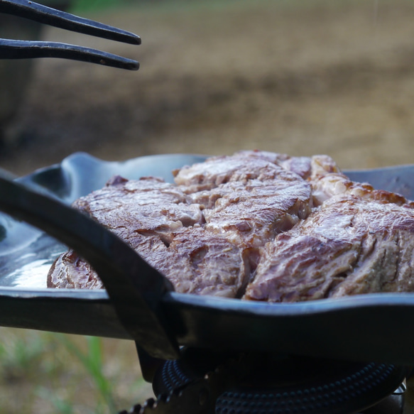 鍛冶屋のBBQ鉄板4.5mm　縁あり 7枚目の画像