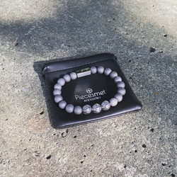Elastic beaded bracelet with steel spheres squared bronze 1枚目の画像