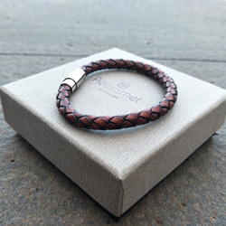 Braided leather bracelet with magnetic clasp fastening(DB) 2枚目の画像