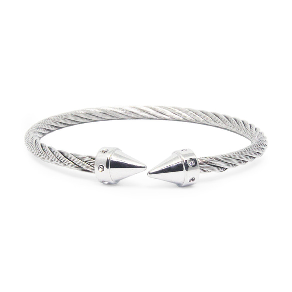 Stainless Steel Multi-strand bangle with crystal arrow ends 2枚目の画像