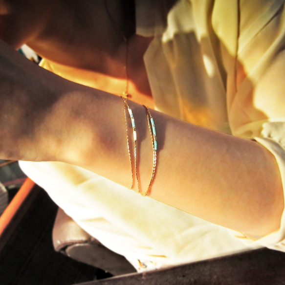 Genie series | glass beads bracelet #3Light blue 2枚目の画像