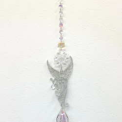サンキャッチャー兼壁掛けお守りオーナメント　女神様風天使　水晶結界 4枚目の画像