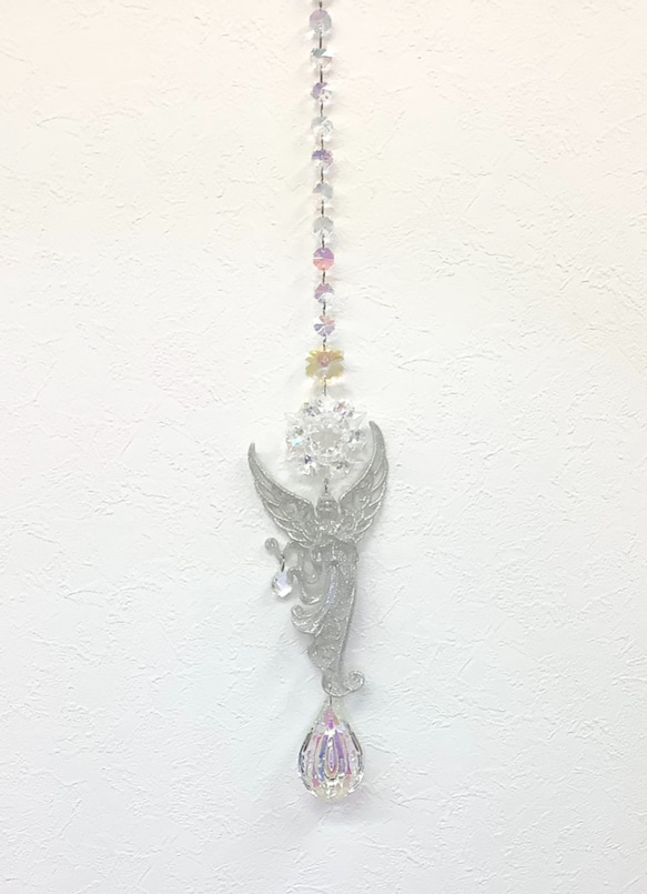 サンキャッチャー兼壁掛けお守りオーナメント　女神様風天使　水晶結界 4枚目の画像