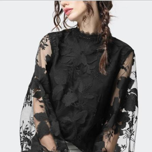 シースルーブラウス レディース レース トップス こなれ感 透け感 花柄