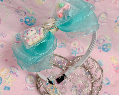 エメラルドグリーン ゆめかわ ユニコーン カチューシャ♡ ハンドメイド