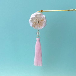 パステルカラーの桜かんざし(白×ピンク) 4枚目の画像