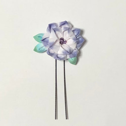つまみ細工  紫陽花の髪飾り 3枚目の画像