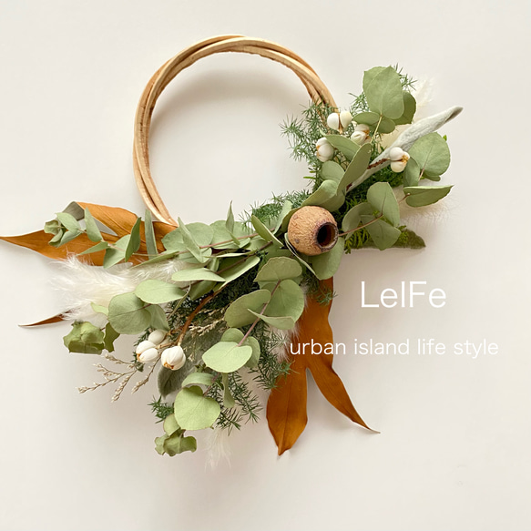 ユーカリとガンベルズブランチのハーフリース リース leife 通販