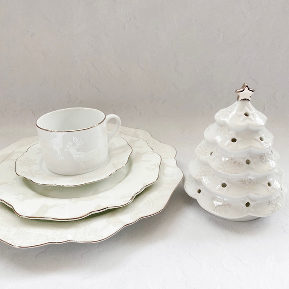 ポーセラーツ】クリスマス/カップ&ソーサー・プレートセット