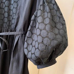 サークルレースバルーン袖❤︎エンパイアワンピース(ブラック) 5枚目の画像