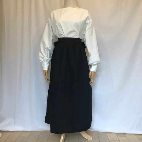 ウエストベルトのスッキリ☆ギャザースカート☆飾りリボン付き