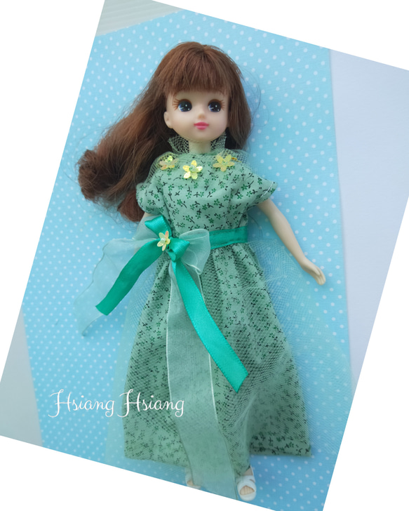 **Hsiang Hsiang**--リカちゃんのお洋服--licca--莉卡娃娃--綠意盎然綠色花洋裝--僅有一件 第10張的照片