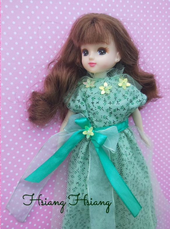 **Hsiang Hsiang**  licca-chan dress  ♡リカちゃん服   春色レースお花ワンピース 2枚目の画像