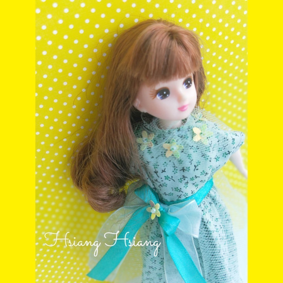 **Hsiang Hsiang**--リカちゃんのお洋服--licca--莉卡娃娃--綠意盎然綠色花洋裝--僅有一件 第7張的照片