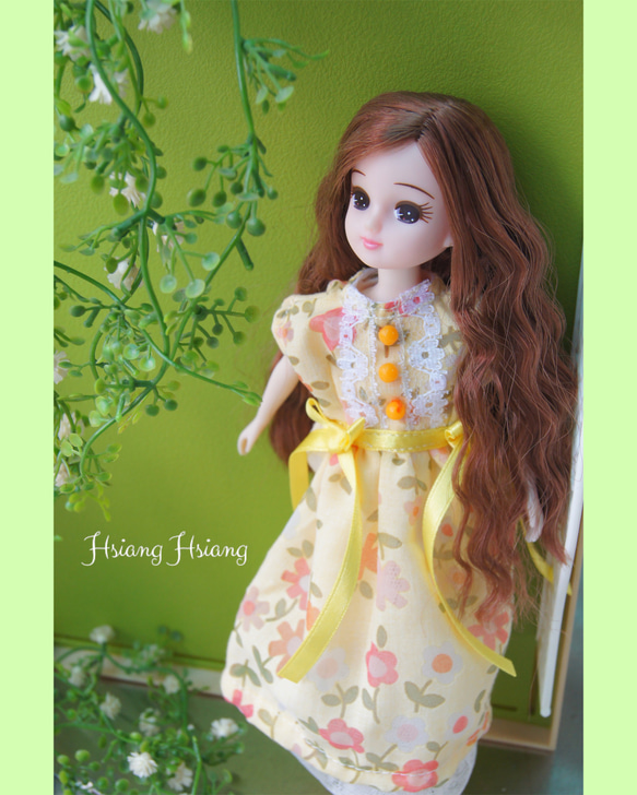 **Hsiang Hsiang**—リカちゃんのお洋服--licca--莉卡娃娃--嫣黃朵朵黃色洋裝 第1張的照片