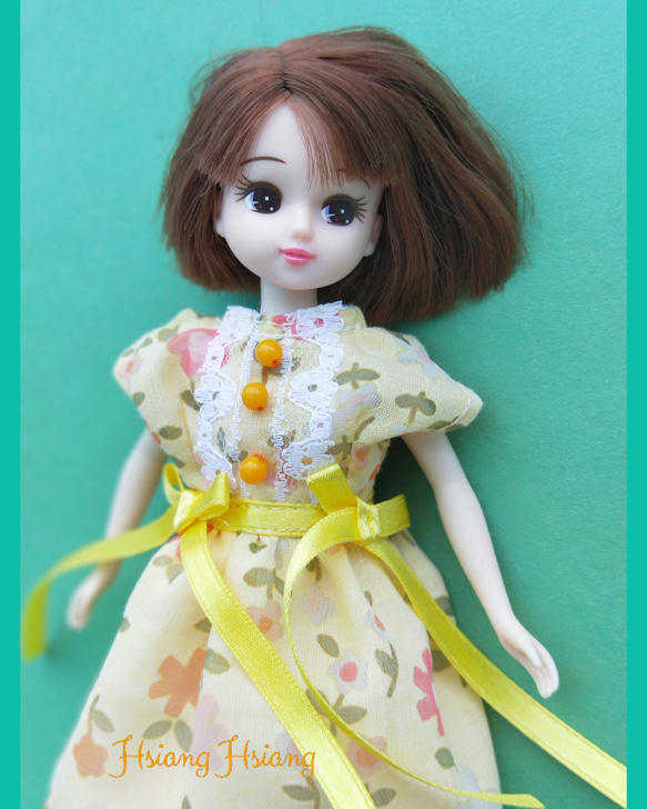 **Hsiang Hsiang**—リカちゃんのお洋服--licca--莉卡娃娃--嫣黃朵朵黃色洋裝 第5張的照片
