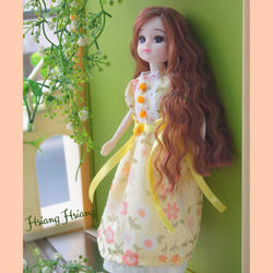 **Hsiang Hsiang**  licca-chan dress  ♡リカちゃんの服   春色レースお花ワンピース 6枚目の画像