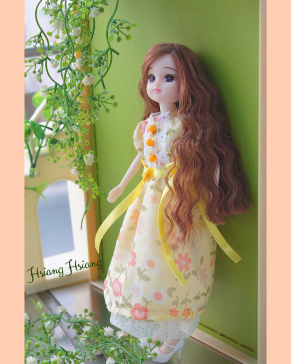 **Hsiang Hsiang**  licca-chan dress  ♡リカちゃんの服   春色レースお花ワンピース 6枚目の画像