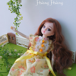 **Hsiang Hsiang**  licca-chan dress  ♡リカちゃんの服   春色レースお花ワンピース 9枚目の画像