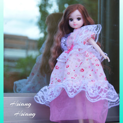 **Hsiang Hsiang**  licca-chan dress  ♡リカちゃん服   春色レースお花ワンピース 1枚目の画像