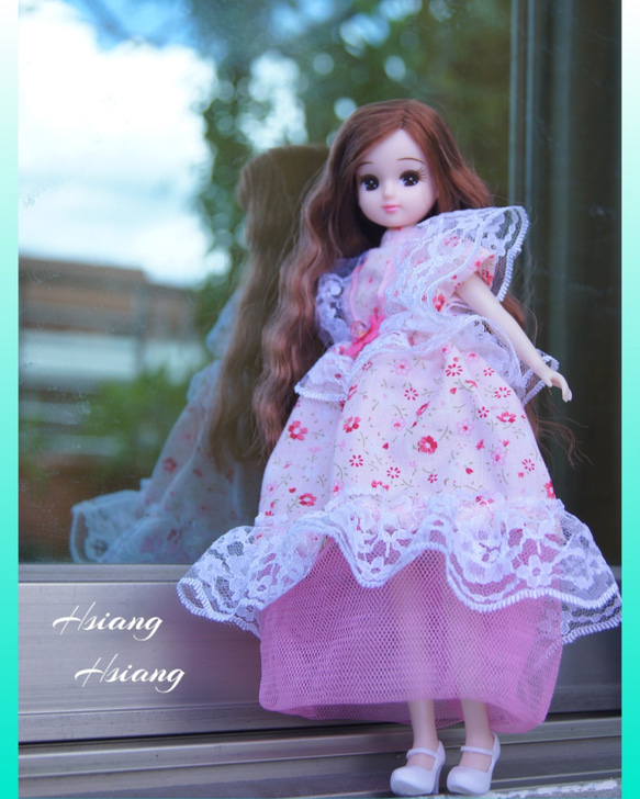 **Hsiang Hsiang**  licca-chan dress  ♡リカちゃん服   春色レースお花ワンピース 1枚目の画像