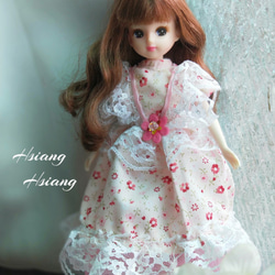 **Hsiang Hsiang**  licca-chan dress  ♡リカちゃん服   春色レースお花ワンピース 2枚目の画像