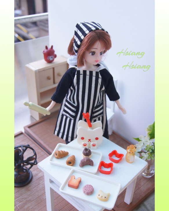 **Hsiang Hsiang**  licca-chan dress  ♡リカちゃん服   水玉エプロン 1枚目の画像