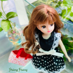 **Hsiang Hsiang**—リカちゃんのお洋服--licca--莉卡娃娃--黑底白點優雅洋裝 第5張的照片