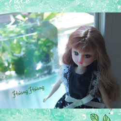 **Hsiang Hsiang**—リカちゃんのお洋服--licca--莉卡娃娃--黑底白點優雅洋裝 第6張的照片