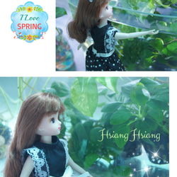 **Hsiang Hsiang**—リカちゃんのお洋服--licca--莉卡娃娃--黑底白點優雅洋裝 第8張的照片