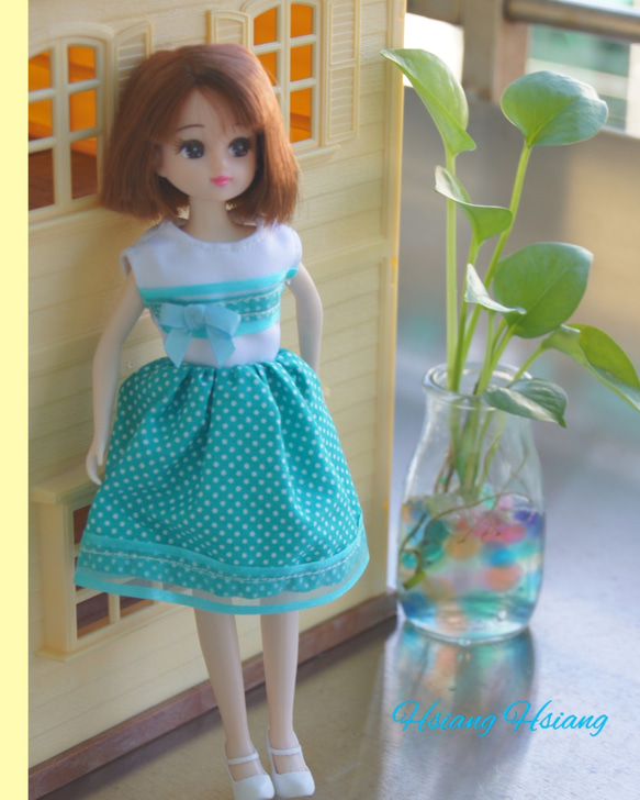 **Hsiang Hsiang**  licca-chan dress  ♡リカちゃん服   水玉ワンピース 1枚目の画像